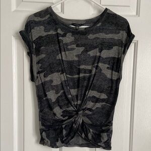 Gray Camo Knot Front Top